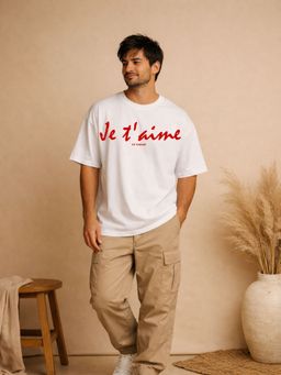The Fit Theory - Men Oversized Boxy White T-Shirt