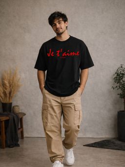 The Fit Theory - Men Oversized Boxy Black T-Shirt