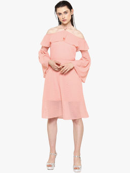 Kazo - Peach Courtney Knee Length Dress