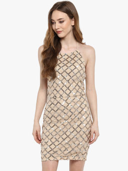 Kazo - Beige Rosa Mini Dress