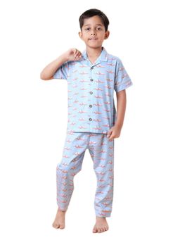 CASA DE NEENEE - Blue Doppy Carrot Range Half Sleeves Shirt and Pyjama