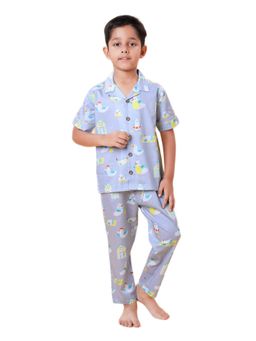 CASA DE NEENEE - Grey Seagull Snooze Range Half Sleeves Shirt and Pyjama