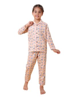 CASA DE NEENEE - Peach Puff Slumber Range Full Sleeves Shirt and Pyjama