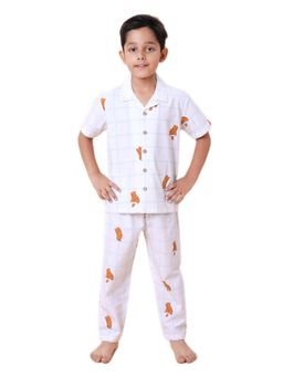 CASA DE NEENEE - White Little Dreamer Range Half Sleeves Shirt and Pyjama