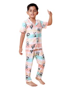 CASA DE NEENEE - White Lunaloom Kids Range Half Sleeves Shirt and Pyjama