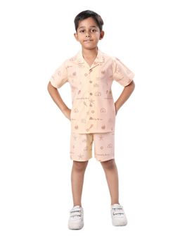 CASA DE NEENEE - Peach Snuggle Shoreline Range Half Sleeves Shirts and Shorts