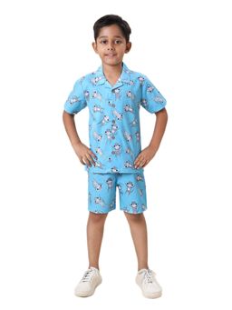 CASA DE NEENEE - Blue Dozy Monkey Range Half Sleeves Shirts and Shorts