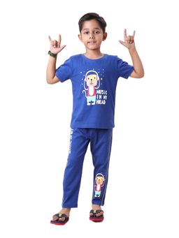 CASA DE NEENEE - Navy Blue Music Monkey Range T-Shirt and Pyjama