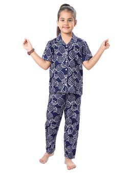 CASA DE NEENEE - Navy Blue Lil’ Pineapple Range Half Sleeves Shirt and Pyjama