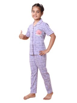 CASA DE NEENEE - Lavender Rosey Nights Range Half Sleeves Shirt and Pyjama