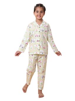CASA DE NEENEE - Green Tiny Travelers Range Full Sleeves Shirt and Pyjama