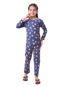 CASA DE NEENEE - Navy Blue Dream Duo Range Full Sleeves T-Shirt and Pyjama