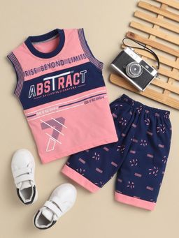FOURFOLDS - Boys Pink Printed T-Shirt and Shorts