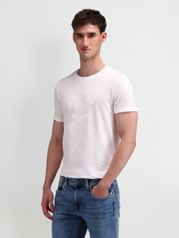 U.S. POLO ASSN. - Typography Pink Half Sleeves Round Neck T-Shirt