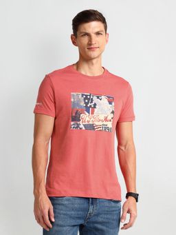 U.S. POLO ASSN. - Graphic Coral Half Sleeves Round Neck T-Shirt