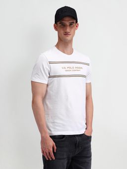 U.S. POLO ASSN. - Printed White Half Sleeves Round Neck T-Shirt