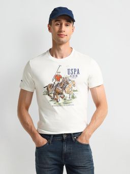 U.S. POLO ASSN. - Graphic Off White Half Sleeves Round Neck T-Shirt