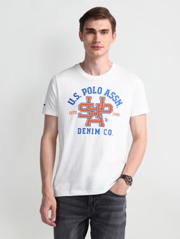 U.S. POLO ASSN. - Typography White Half Sleeves Round Neck T-Shirt