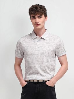 U.S. POLO ASSN. - Typography Grey Half Sleeves Collar Neck Polo T-Shirt