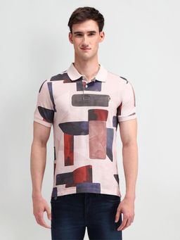 U.S. POLO ASSN. - Printed Pink Half Sleeves Collar Neck Polo T-Shirt