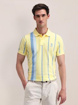U.S. POLO ASSN. - Stripes Yellow Half Sleeves Collar Neck Polo T-Shirt