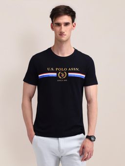 U.S. POLO ASSN. - Graphic Navy Blue Half Sleeves Round Neck T-Shirt