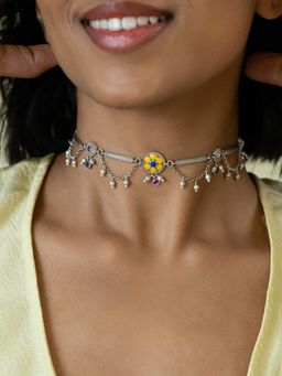 Shaya by CaratLane - 925 Silver Shaya by CaratLane Buta Style Choker Necklace In Oxidised