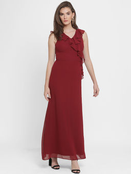 Kazo - Maroon Maxi Dress