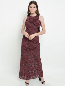 Kazo - Maroon Maxi Dress