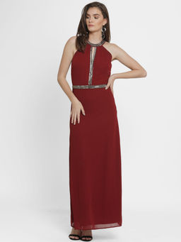 Kazo - Maroon Maxi Dress
