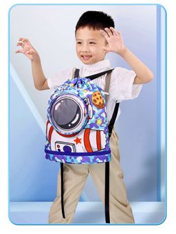 SYGA - Kids Travelling, Swimming Bag with Shoe Compartment, Drawstring Backpack - Blue