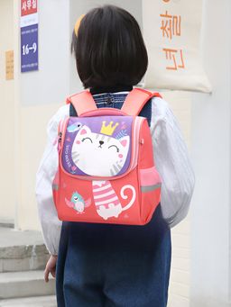SYGA - Kids Cute Cartoon Backpack for Primary School Student - Kitten - Rose Red