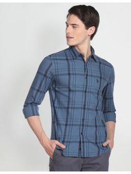 U.S. Polo Assn. Denim Co. - Tartan Blue Check Cotton Twill Casual Shirt