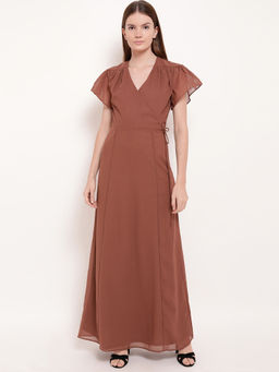Kazo - Brown Jean Maxi Dress