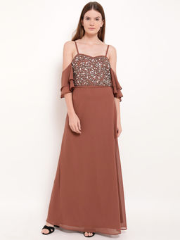 Kazo - Brown Penelope Maxi Dress