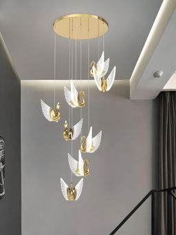 The Art House - 8-Light Led Swan Double Height Stair Chandelier