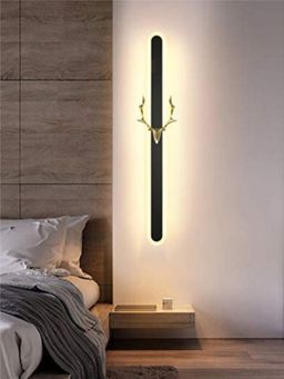 The Art House - 15W 500mm Modern Black Long Gold Deer Led Wall Lamp