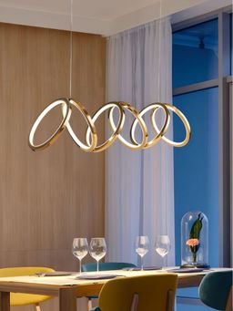 The Art House - 6 Ring Metal Copper Rose Gold Body Modern Led Chandelier Pendant Light Hanging Lamp