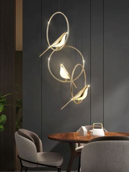 The Art House - Led 3-Light Bird Gold Hanging Pendant Ceiling Light