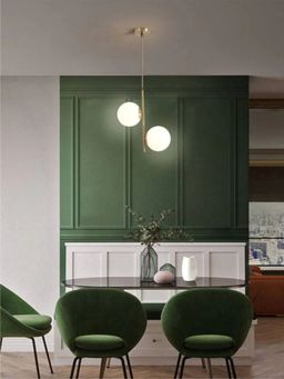 The Art House - 2 Light Led Gold Frosted Ball Pendant Ceiling Light