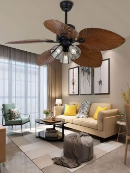 The Art House - 5 Reversible Palm Leaf Blades 3 Speeds Ceiling Light Decoration Home/Restaurant