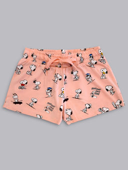 Kidsville - Peanuts Printed Shorts for Girls - Peach