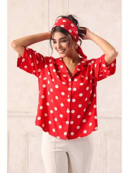 June 9 Clothing - Red Polka Dot Shirt