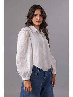 June 9 Clothing - White Cotton Dobby Shirt