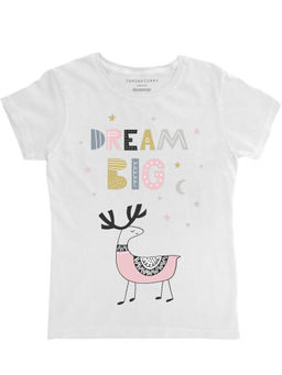 THREADCURRY - Dreamer Girls Graphic Printed T-Shirt - White