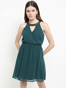 Kazo - Teal Rosie Mini Dress