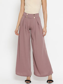 Kazo - Purple With Button Detail & Box Pleat Palazzo