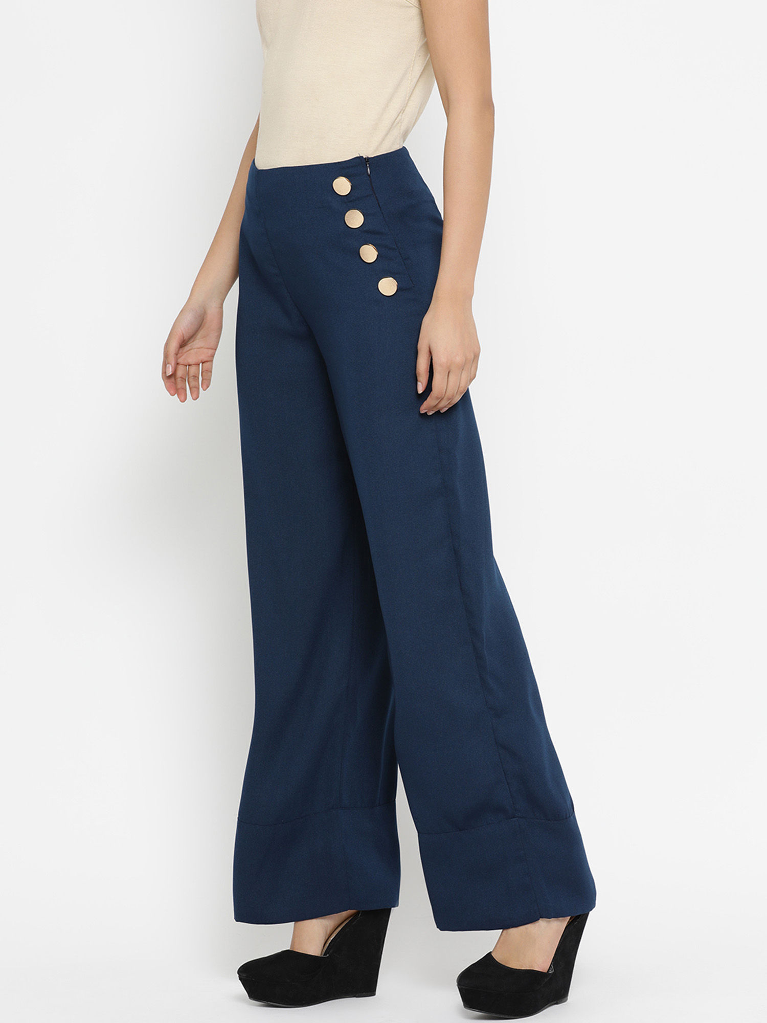 Buy KAZO Navy Blue With Turn Up Detail 