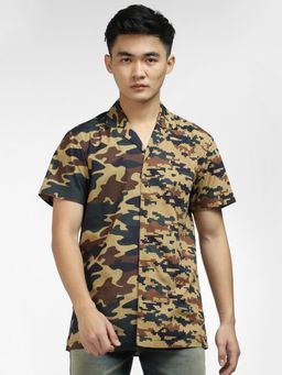 Jack & Jones - Brown Camo Print Short Sleeves Shirt