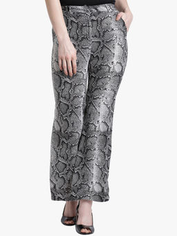 Kazo - Grey Snake Print Trouser